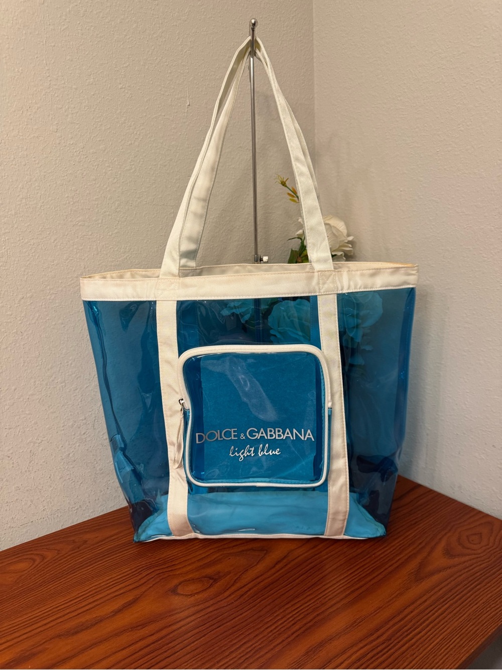 Dolce & Gabbana Blue Transparent Tote with White Trim